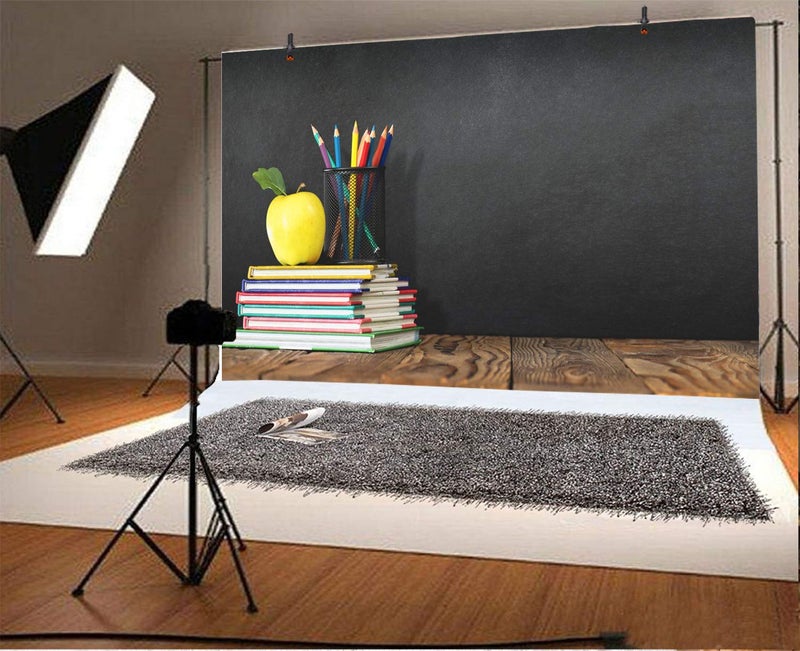 Leyiyi 5x3ft Welcome Back to School Backdrop School Season Old Classroom Banner Vintage Desk Blackboard Colored Pens Note Books Apple Photography Background Kids Portrait Studio Prop Vinyl Banner - Image 2